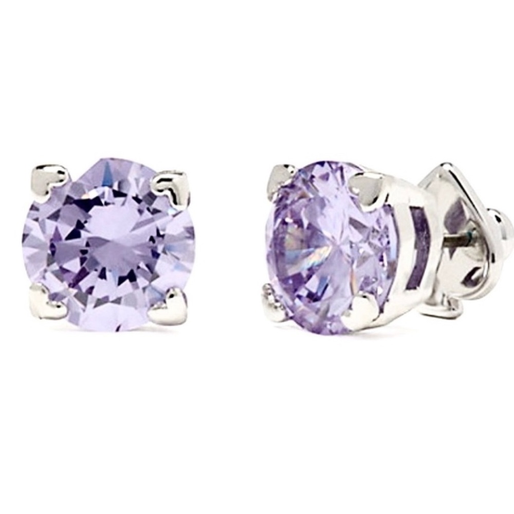 $58 Kate Spade Heartful Prong Stud Earrings in silver amethyst